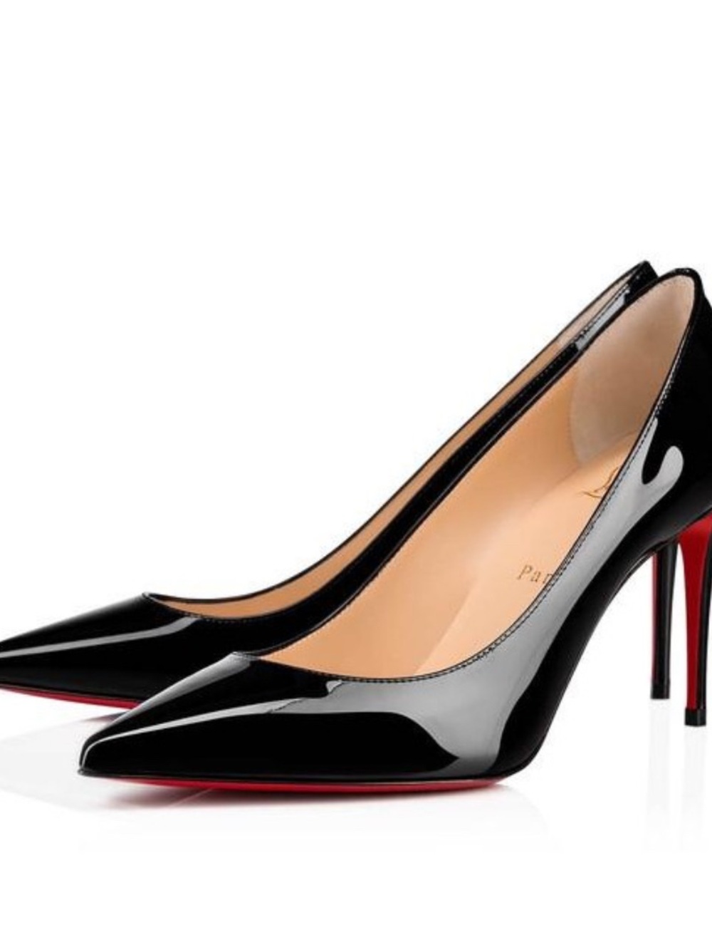 Christian Louboutin Black Patent Pointed Pump with Signature Red Sole